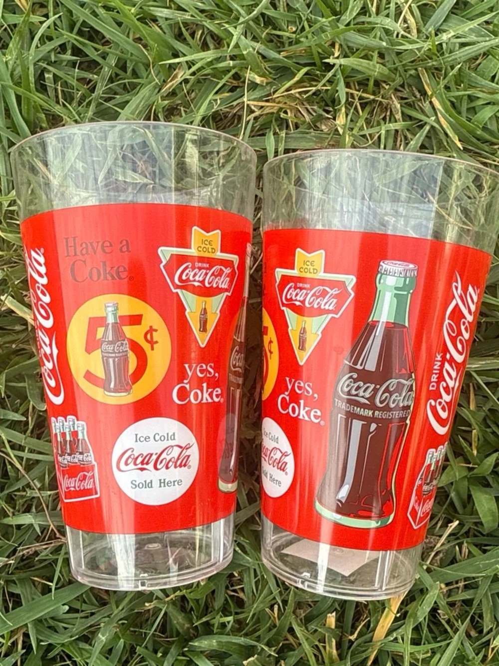 Coca-Cola Red Retro Logo Plastic Tumblers Pair